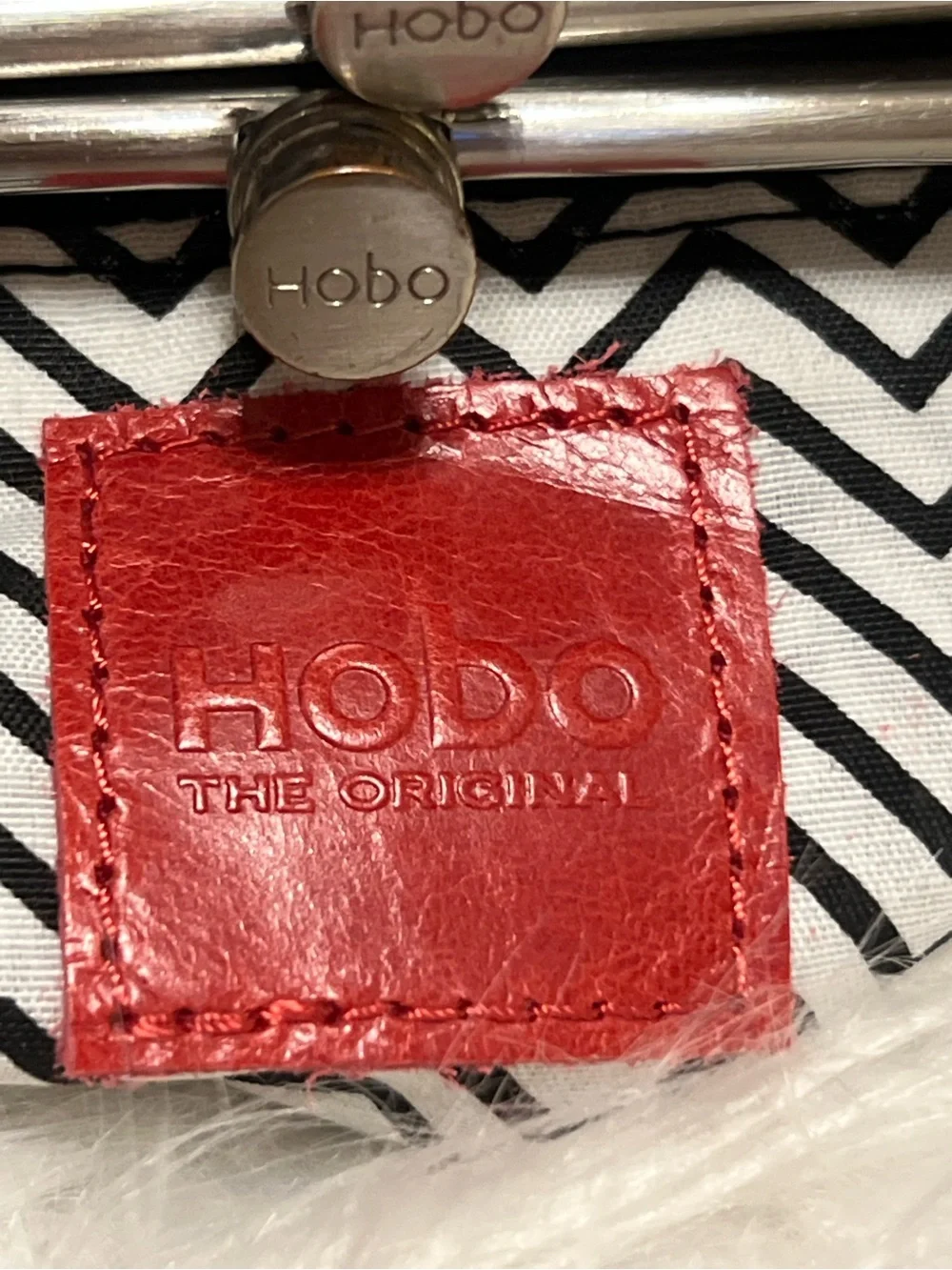 HOBO  international Taupe Patterned Frame Clutch with Silver-Tone Trim